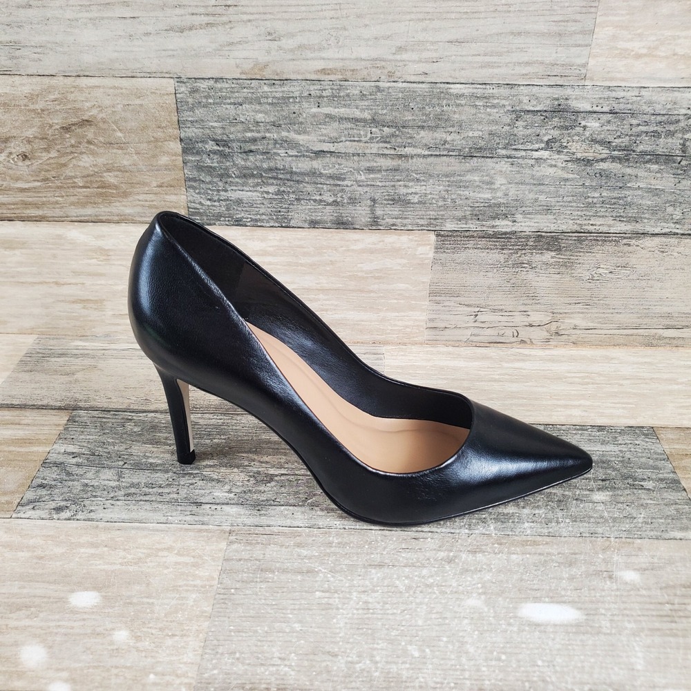 Massimo Matteo Daphney 85 MM Womens Pumps Sz 5 M Stiletto Heel Black Leather